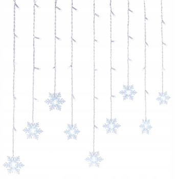 KURTYNA ŚWIETLNA LAMPKI ŚNIEŻYNKI 22 szt LED BIAŁY CIEPŁY GIRLANDA 3,5M