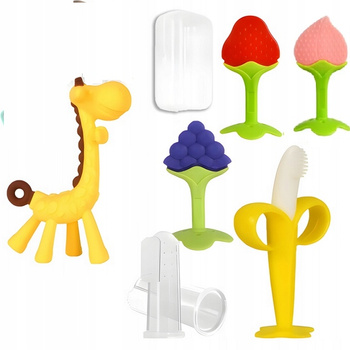 Gryzaki silikonowe 7 elementów na ząbkowanie szczoteczki