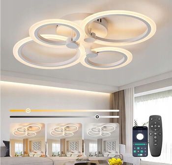Lampa sufitowa LED do salonu z pilotem zdalnego sterowania i aplikacją