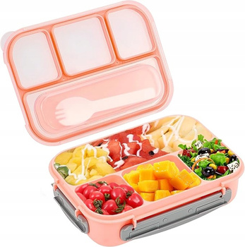 Lunch BOX śniadaniówka dla dziecka + widelec 1300ML rózowy