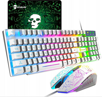 KUIYN T6 zestaw LED klawiatura+myszka+podkładka