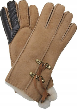 YISEVEN RĘKAWICZKI DAMSKIE CAMREL Jagnięca SKÓRA ROZM S