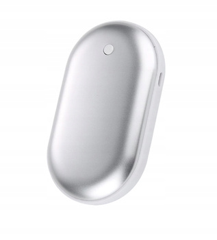 OGRZEWACZ DO RĄK USB 5000MAH SREBRNY POWERBANK 2w1